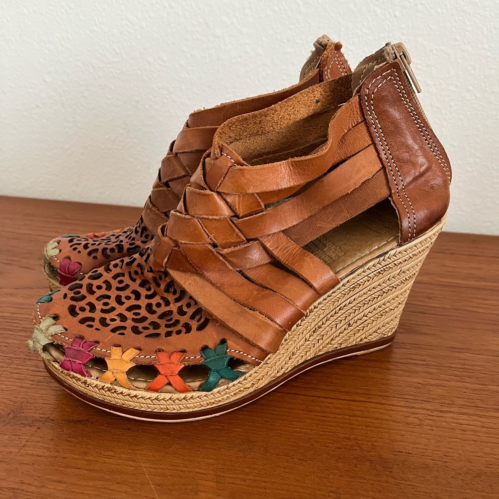 Mexicana Artisan Multicolored Colorful wedge sandal SZ 8
